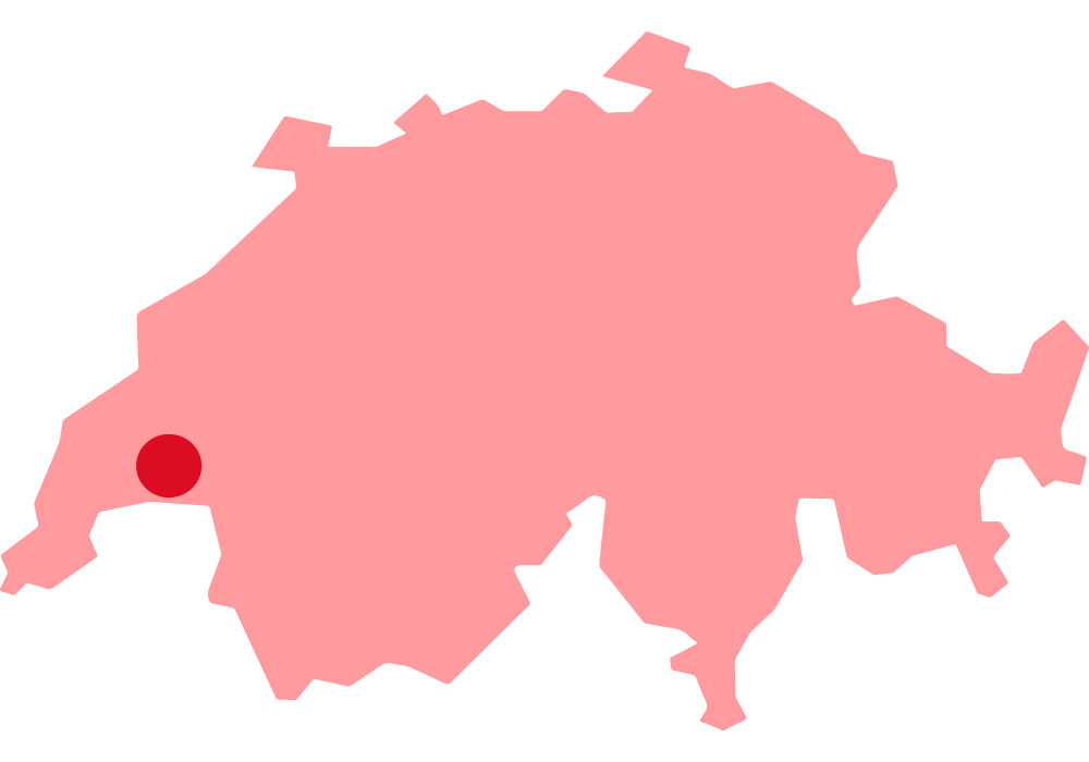 Pink map of Switzerland