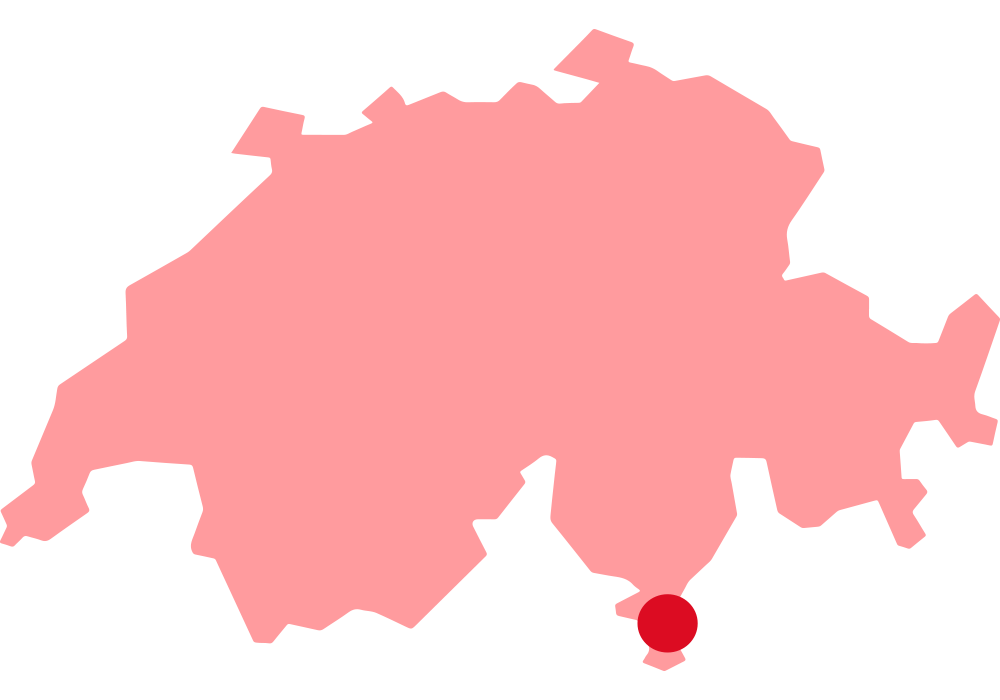Pink map of Switzerland